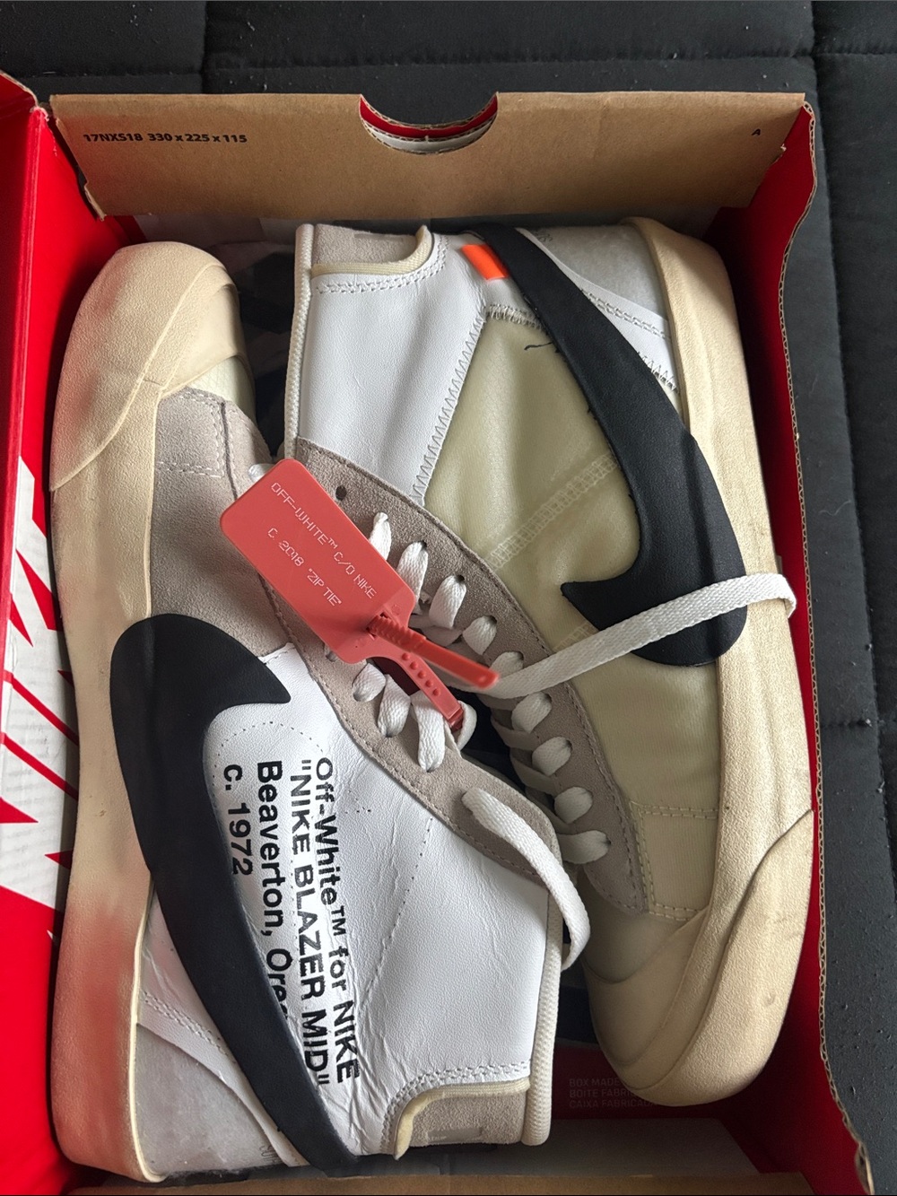 Off-White x Nike Blazer Mid White/Black with Orange Zip Tie